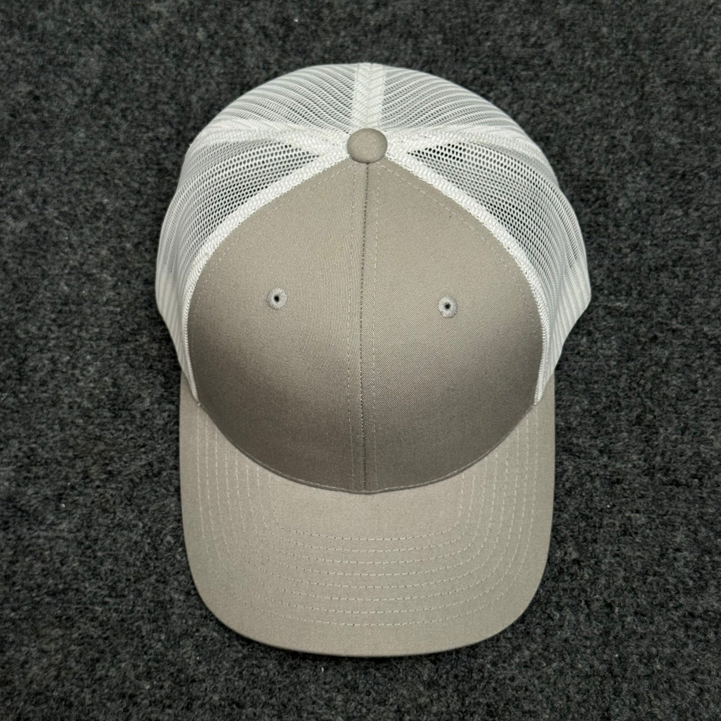 Light Gray and White Mesh Trucker Cap
