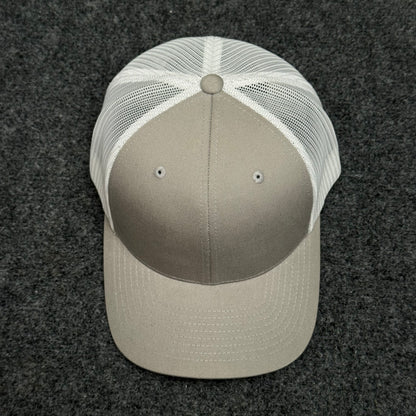 Light Gray and White Mesh Trucker Cap