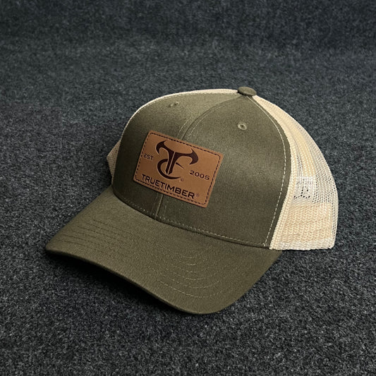 TC Ranch Trucker Cap – Olive, Tan & Leather Patch