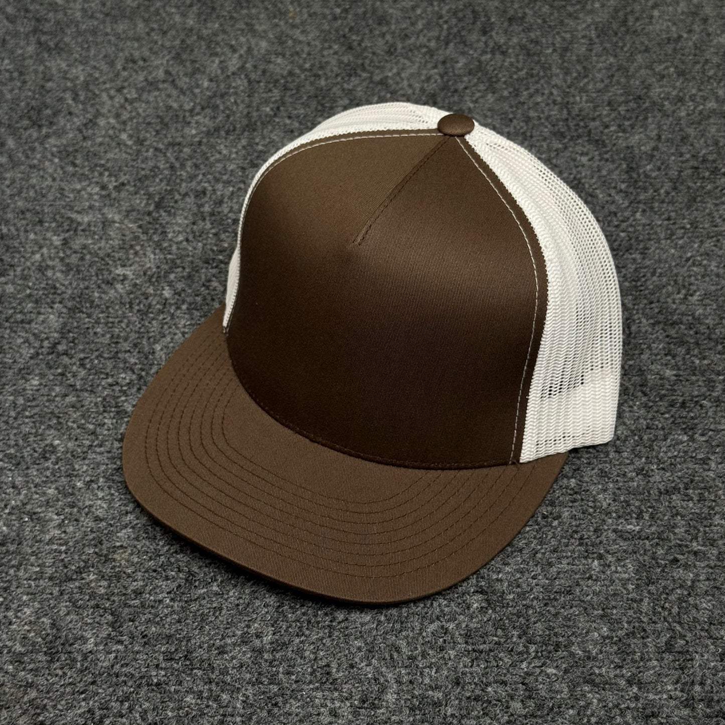 Brown and White Mesh Trucker Cap