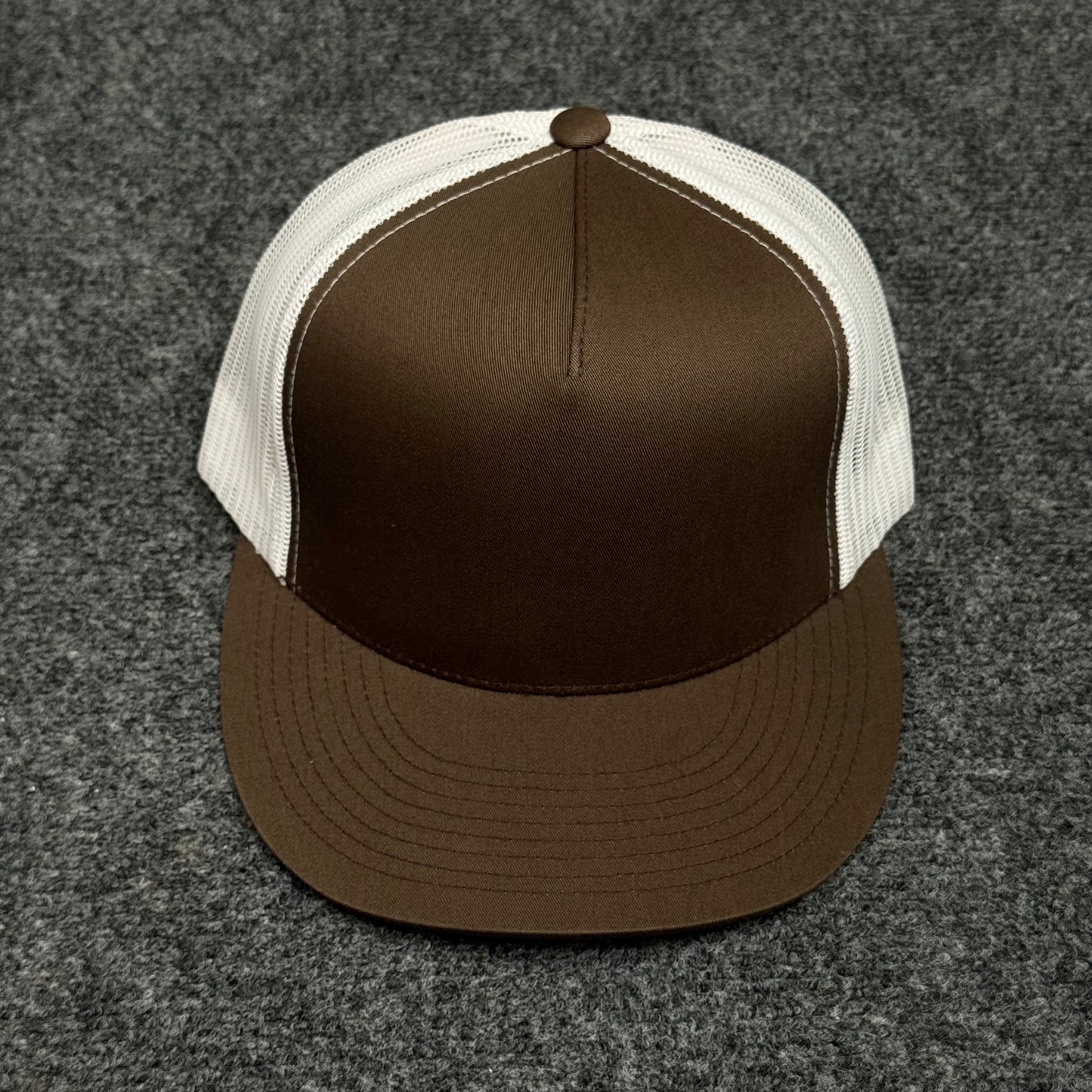 Brown and White Mesh Trucker Cap