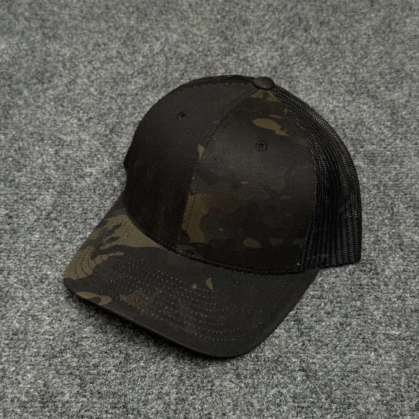 Black Camouflage and Black Mesh Trucker Cap