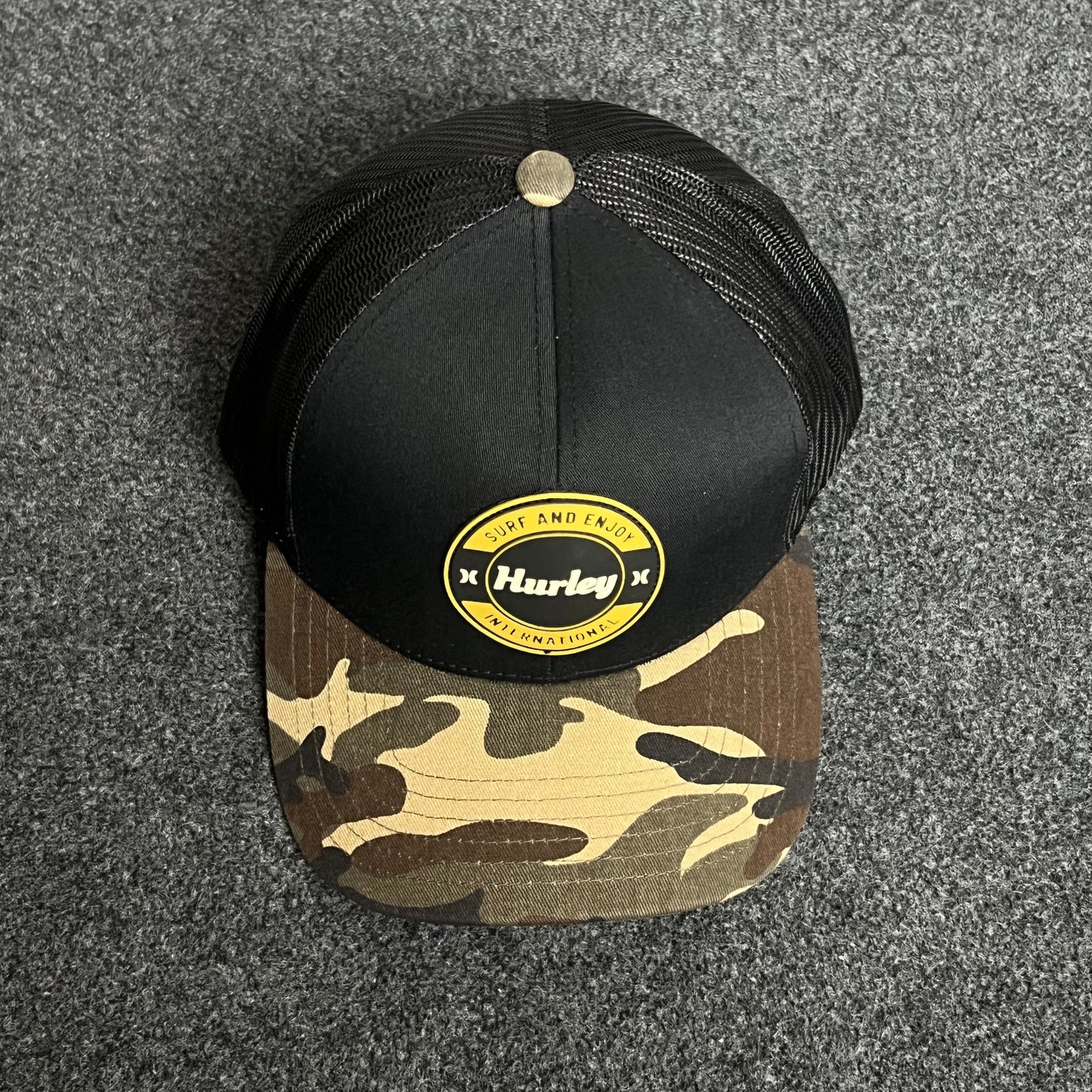 Hurley Camo Trucker Cap – Black & Woodland Camo