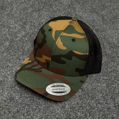 Woodland Camouflage and Black Mesh Trucker Cap