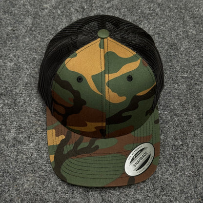 Woodland Camouflage and Black Mesh Trucker Cap