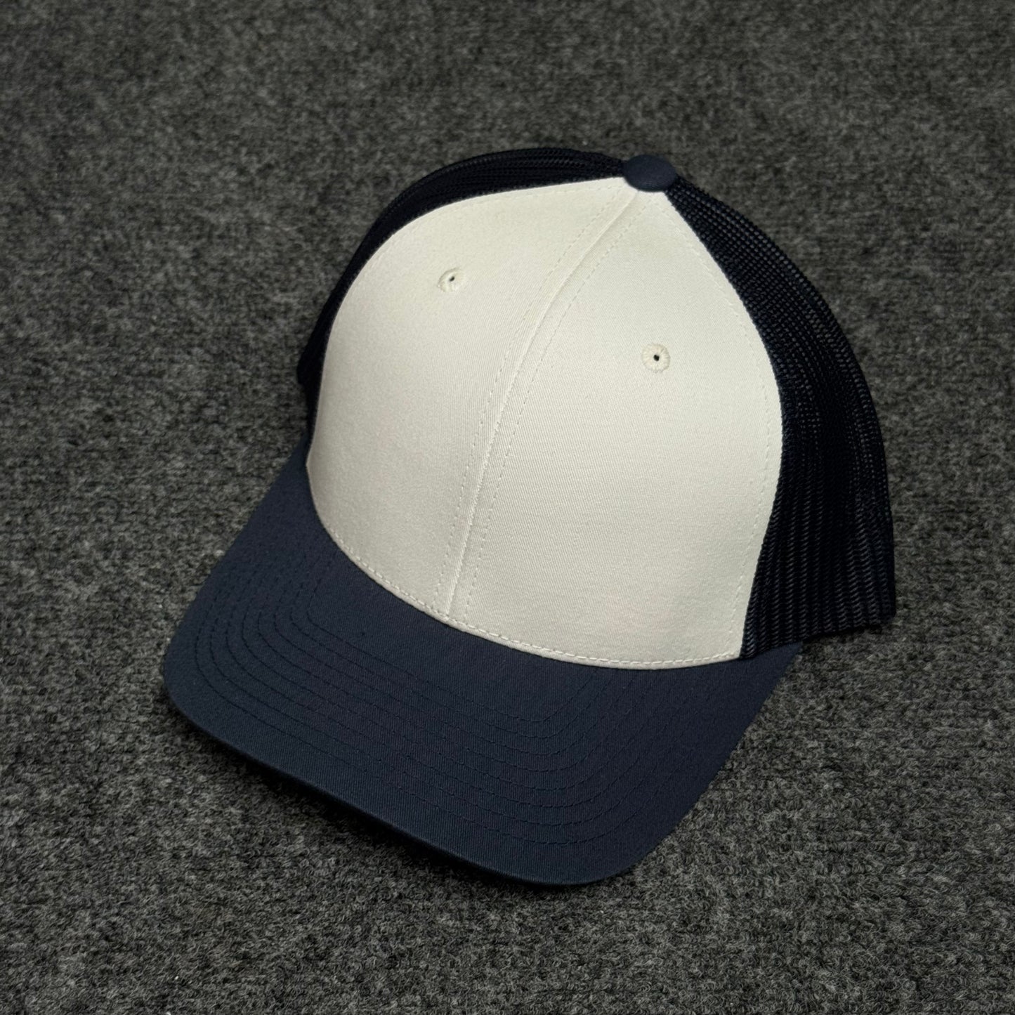 Khaki and Navy Blue Mesh Trucker Cap