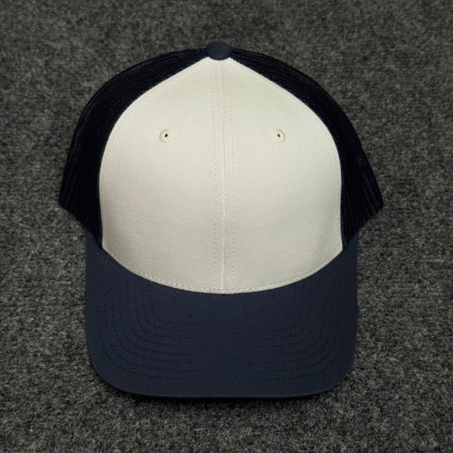 Khaki and Navy Blue Mesh Trucker Cap