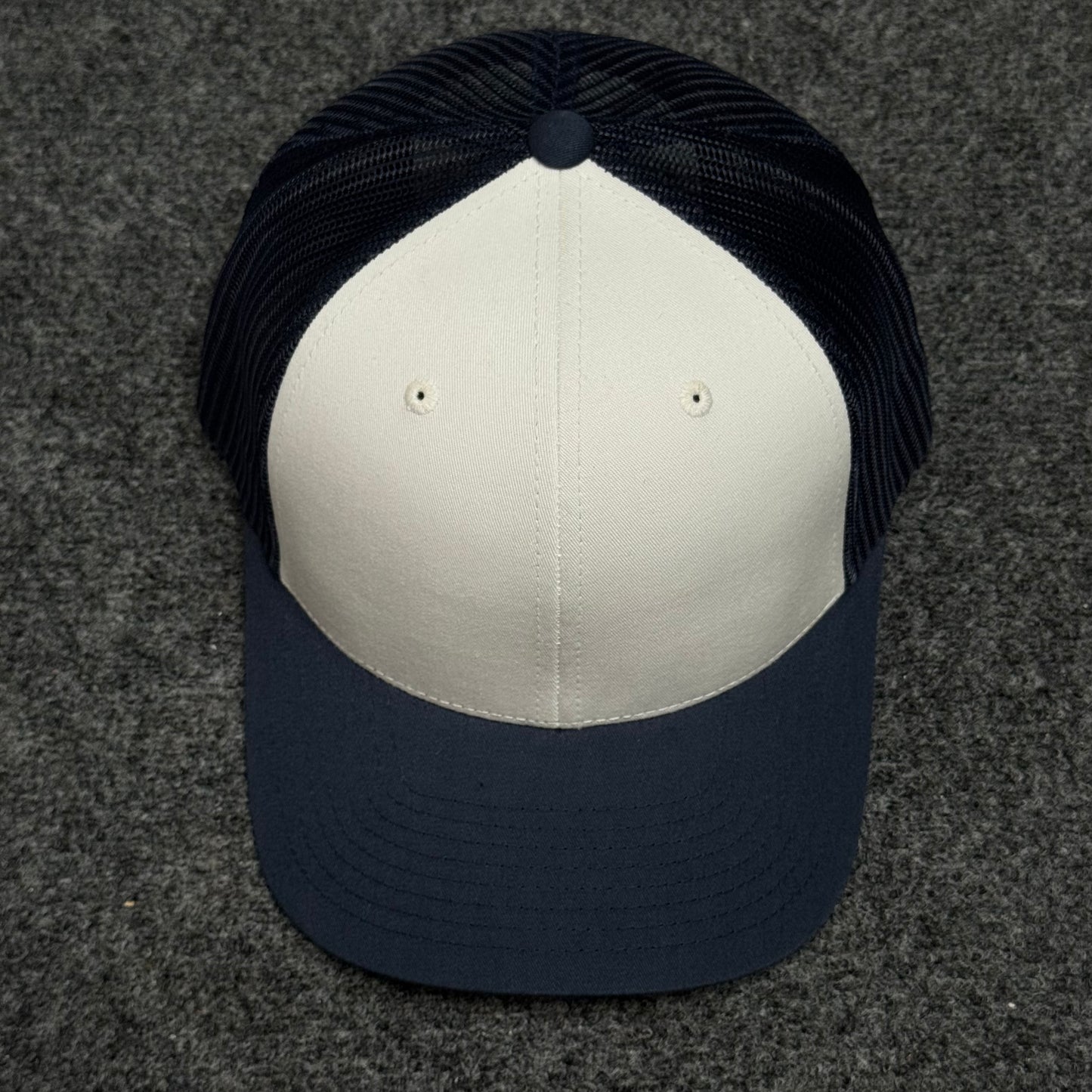 Khaki and Navy Blue Mesh Trucker Cap