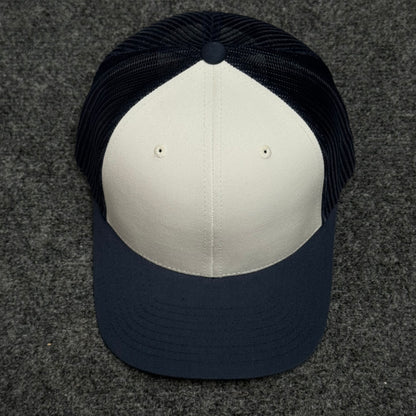 Khaki and Navy Blue Mesh Trucker Cap