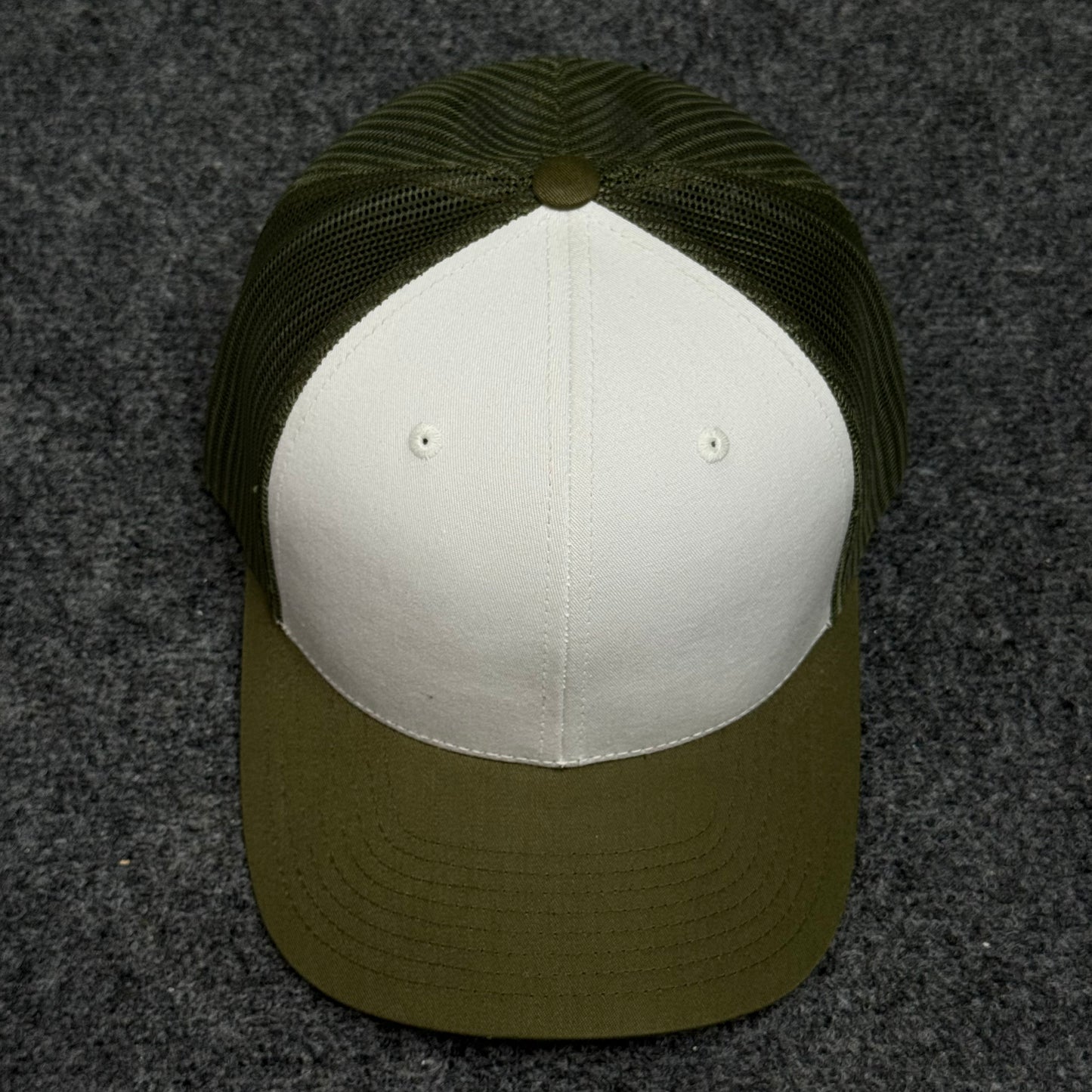 White and Olive Green Mesh Trucker Cap