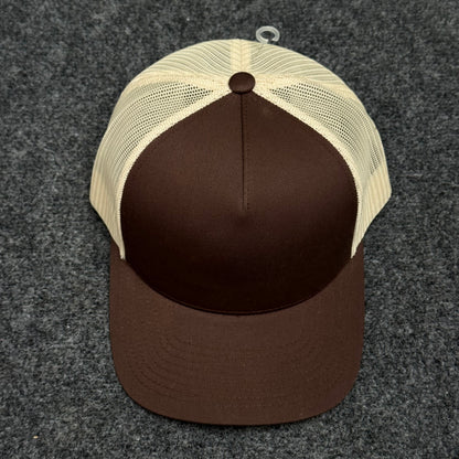 Brown and Khaki Mesh Trucker Cap