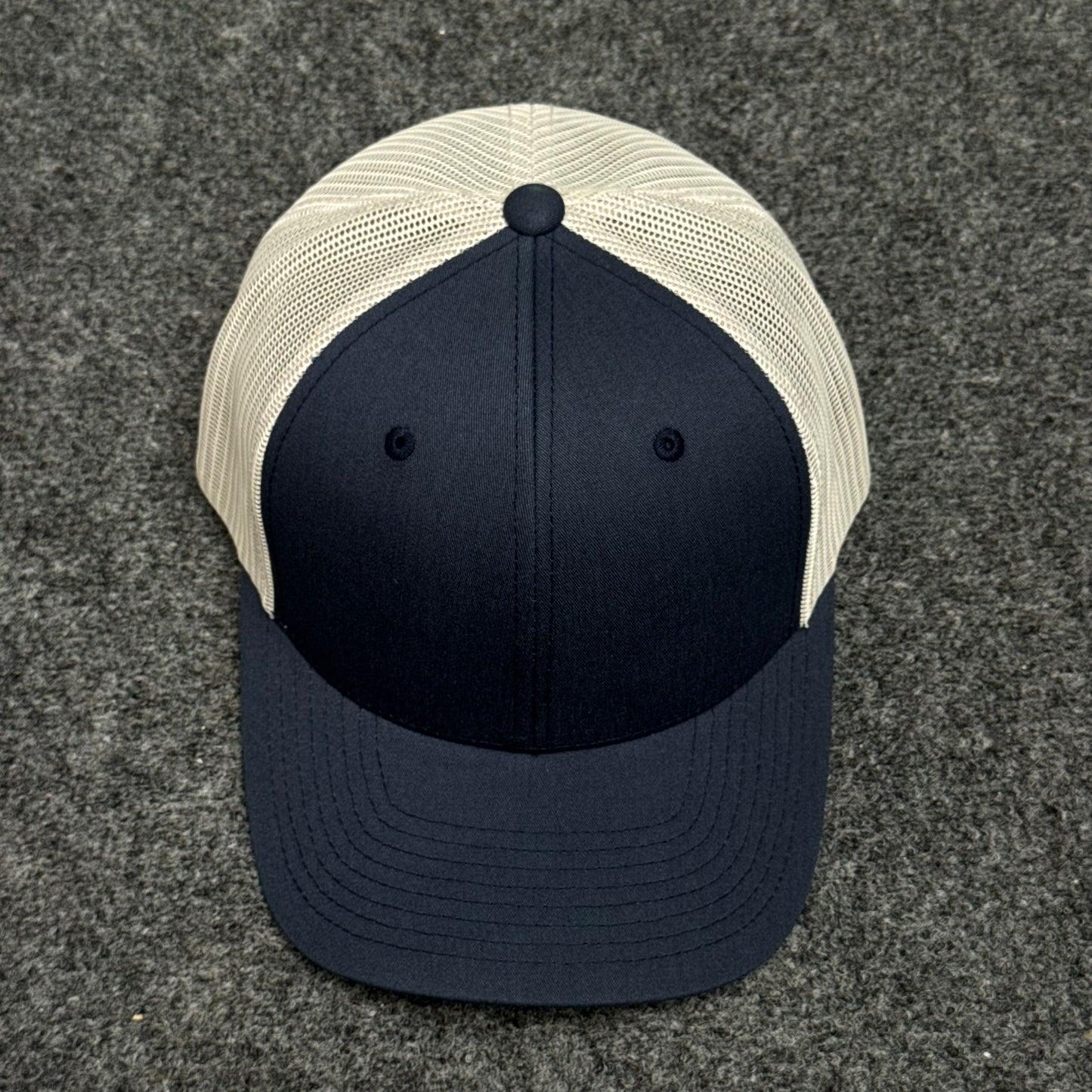 Navy Blue and Khaki Mesh Trucker Cap