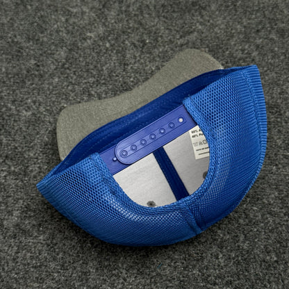 Heather Gray and Royal Blue Mesh Trucker Cap