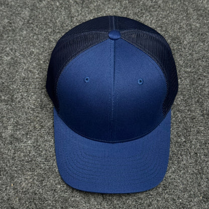 Solid Navy Blue Mesh Trucker Cap