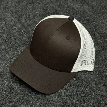 Coffee and White Mesh Trucker Cap