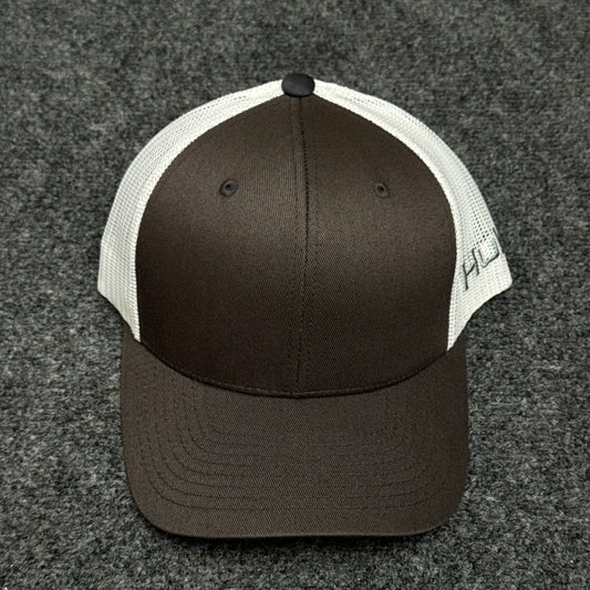 Coffee and White Mesh Trucker Cap