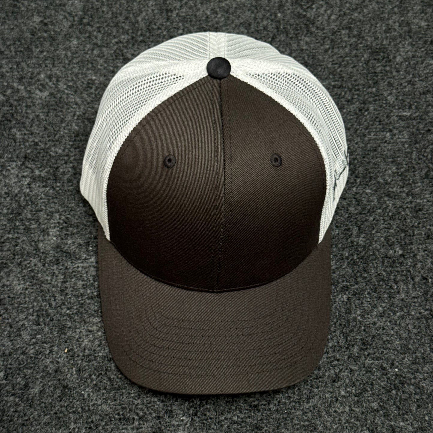 Coffee and White Mesh Trucker Cap