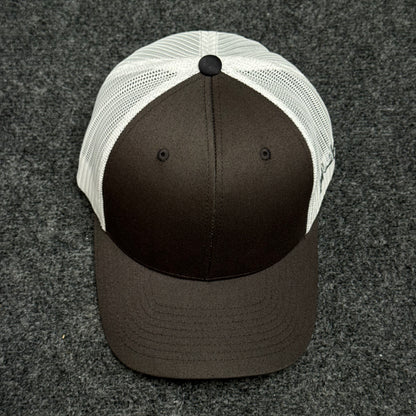 Coffee and White Mesh Trucker Cap
