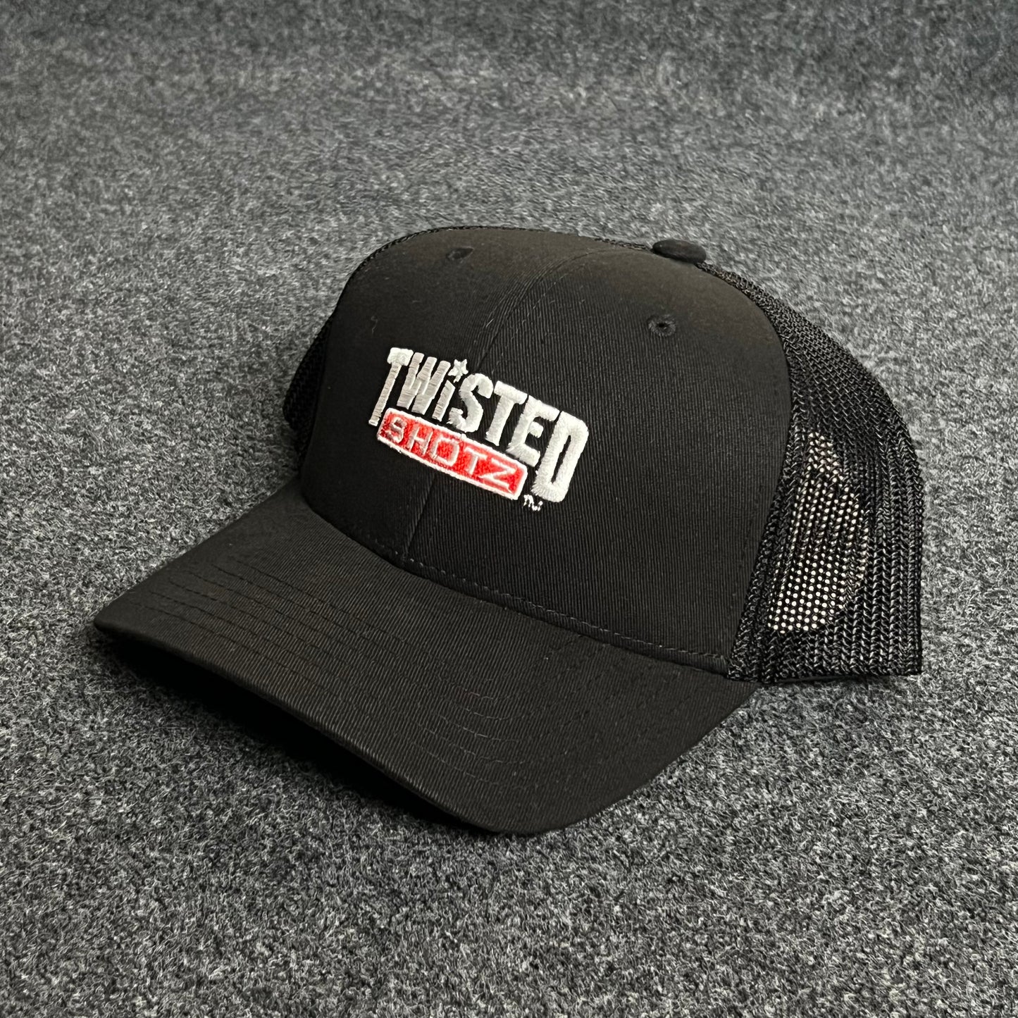 Twisted Shotz Mesh Trucker Cap – Black & Red Logo