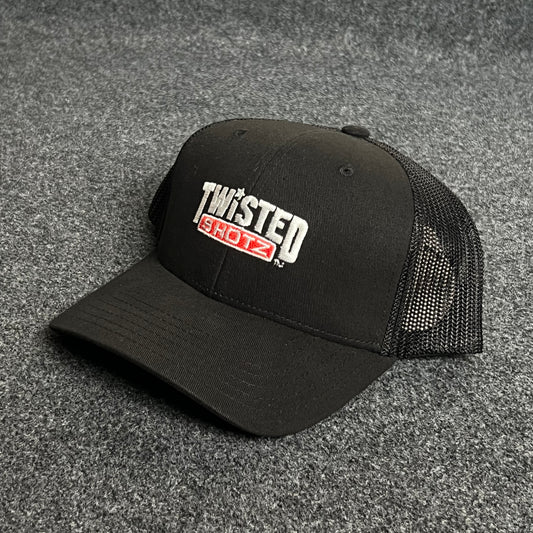 Twisted Shotz Mesh Trucker Cap – Black & Red Logo