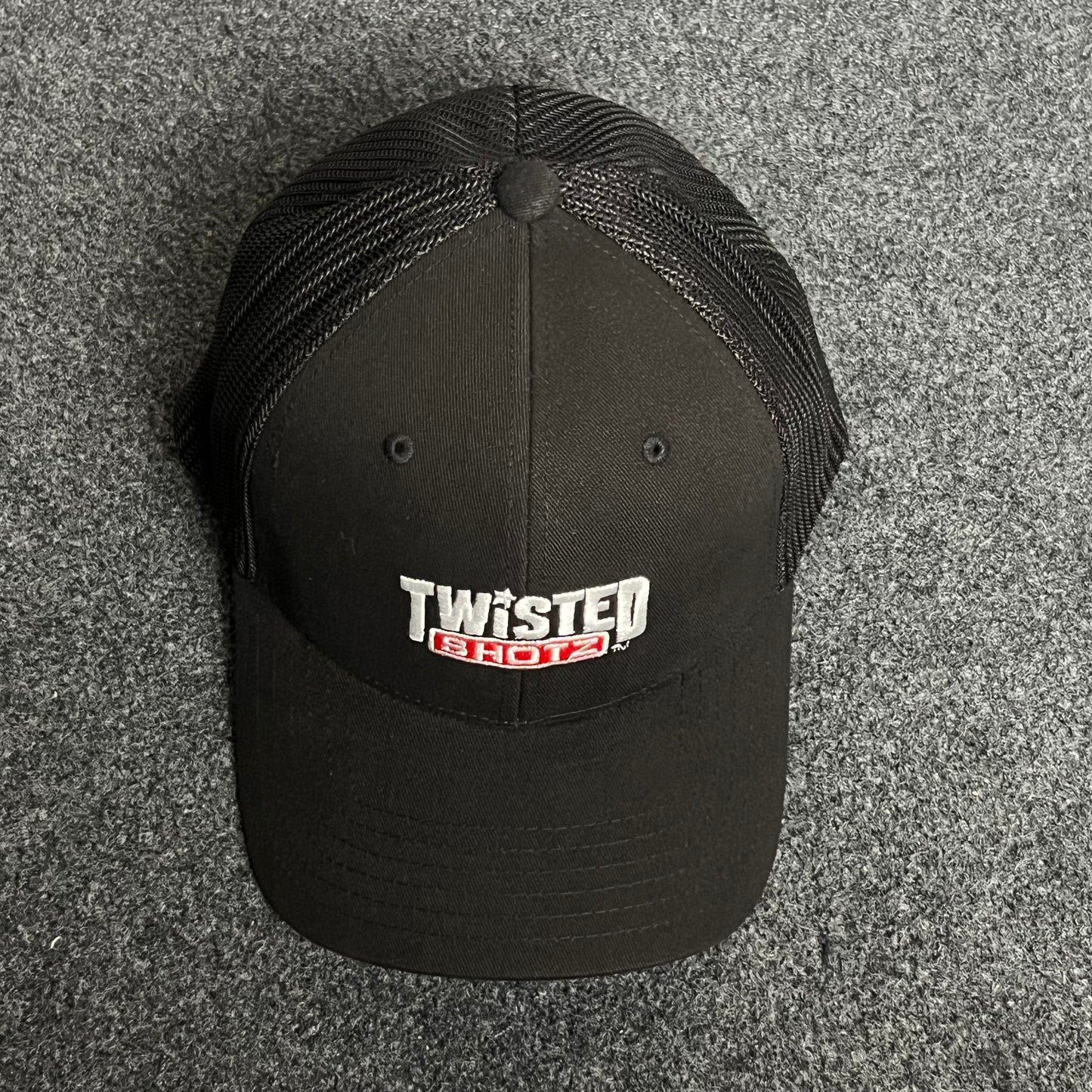 Twisted Shotz Mesh Trucker Cap – Black & Red Logo