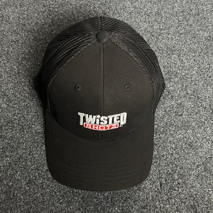 Twisted Shotz Mesh Trucker Cap – Black & Red Logo