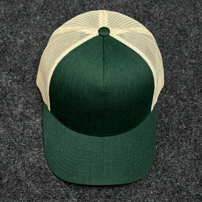 Dark Green and Khaki Mesh Trucker Cap