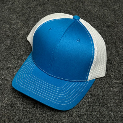 Electric Blue and White Mesh Trucker Cap