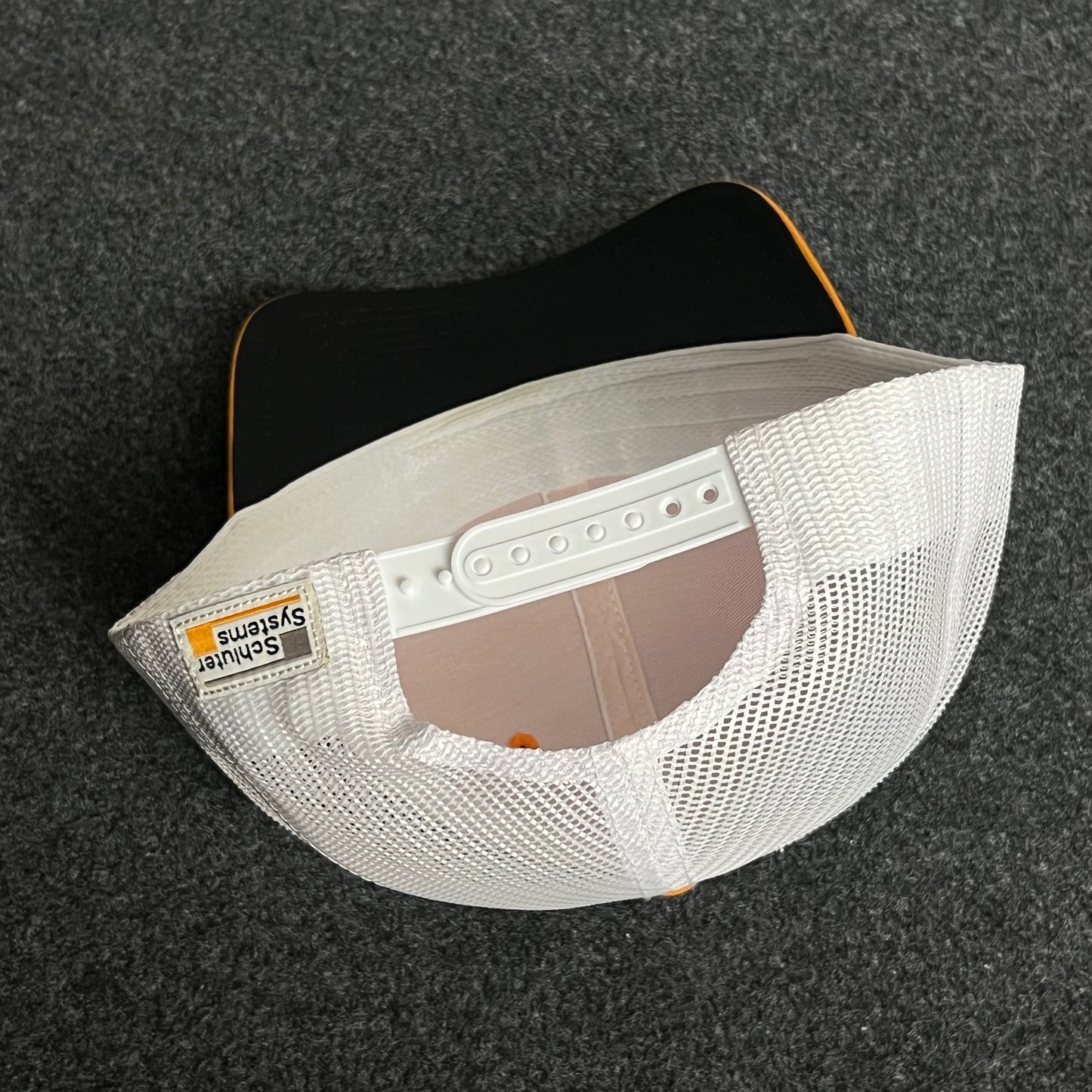 Orange & White Mesh Trucker Cap – Minimalist Shades Design