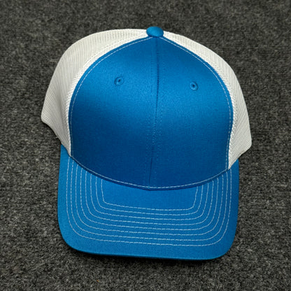 Electric Blue and White Mesh Trucker Cap