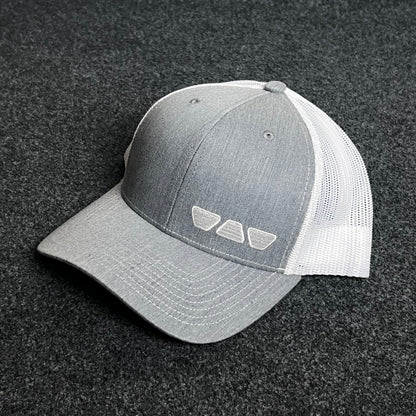 Gray & White Mesh Trucker Cap – Minimalist Shades Design