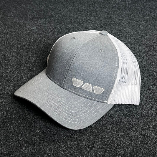 Gray & White Mesh Trucker Cap – Minimalist Shades Design