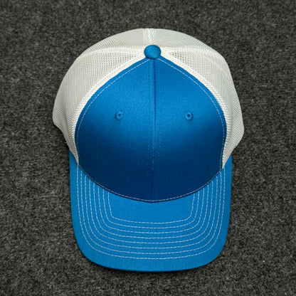 Electric Blue and White Mesh Trucker Cap