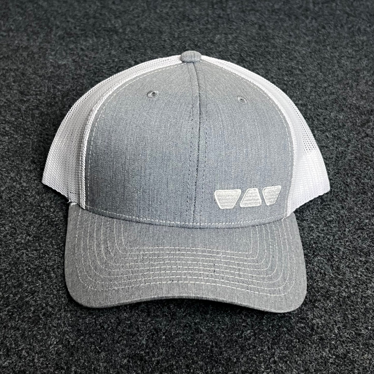 Gray & White Mesh Trucker Cap – Minimalist Shades Design
