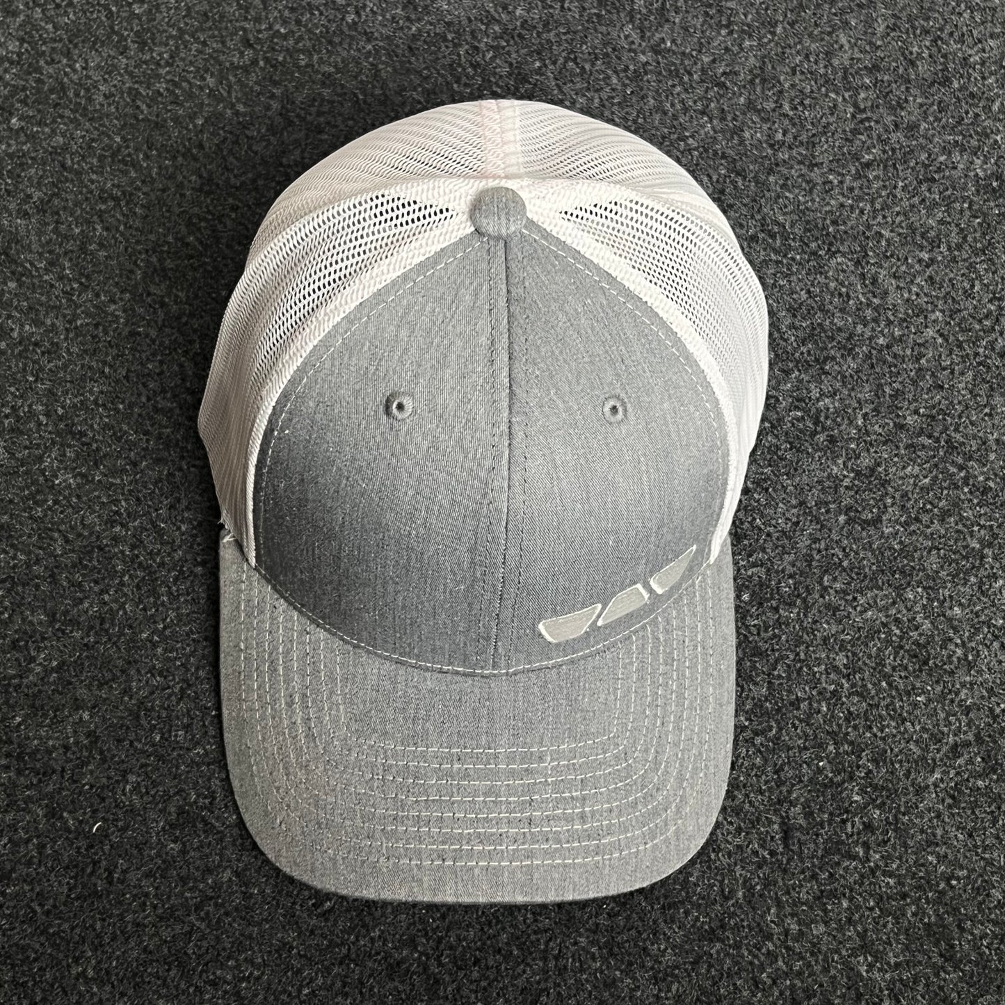 Gray & White Mesh Trucker Cap – Minimalist Shades Design