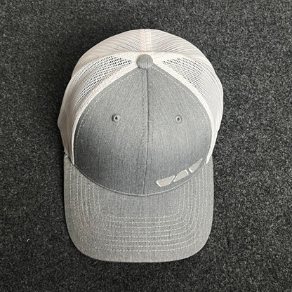 Gray & White Mesh Trucker Cap – Minimalist Shades Design