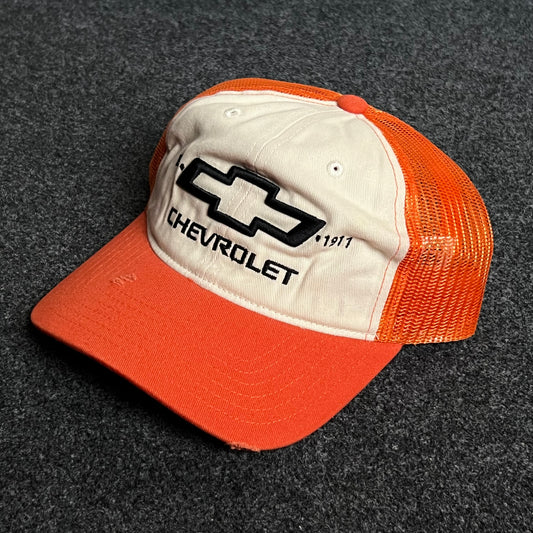 Chevrolet Mesh Trucker Cap – Orange & Cream Design