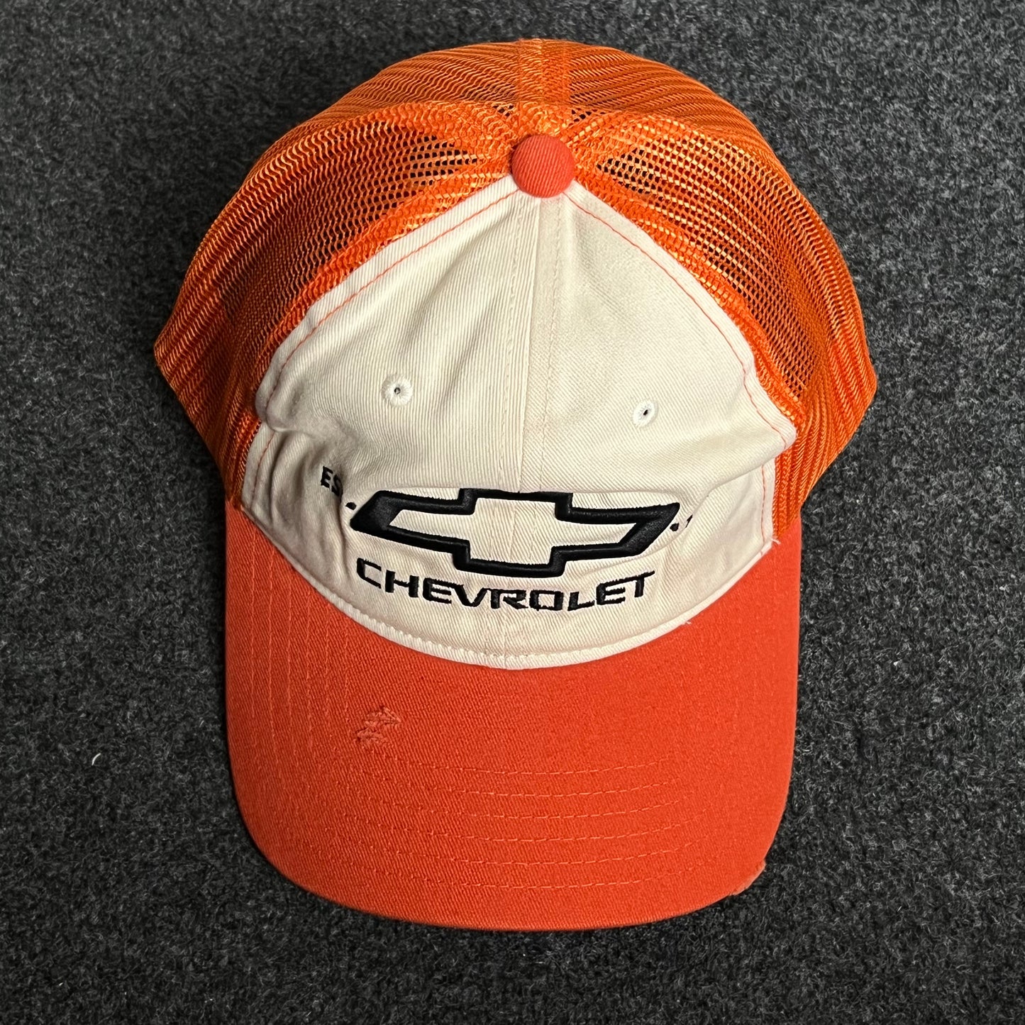 Chevrolet Mesh Trucker Cap – Orange & Cream Design