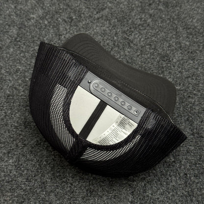 White and Charcoal Gray Mesh Trucker Cap