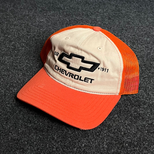 Chevrolet Mesh Trucker Cap – Orange & Cream Snapback Edition