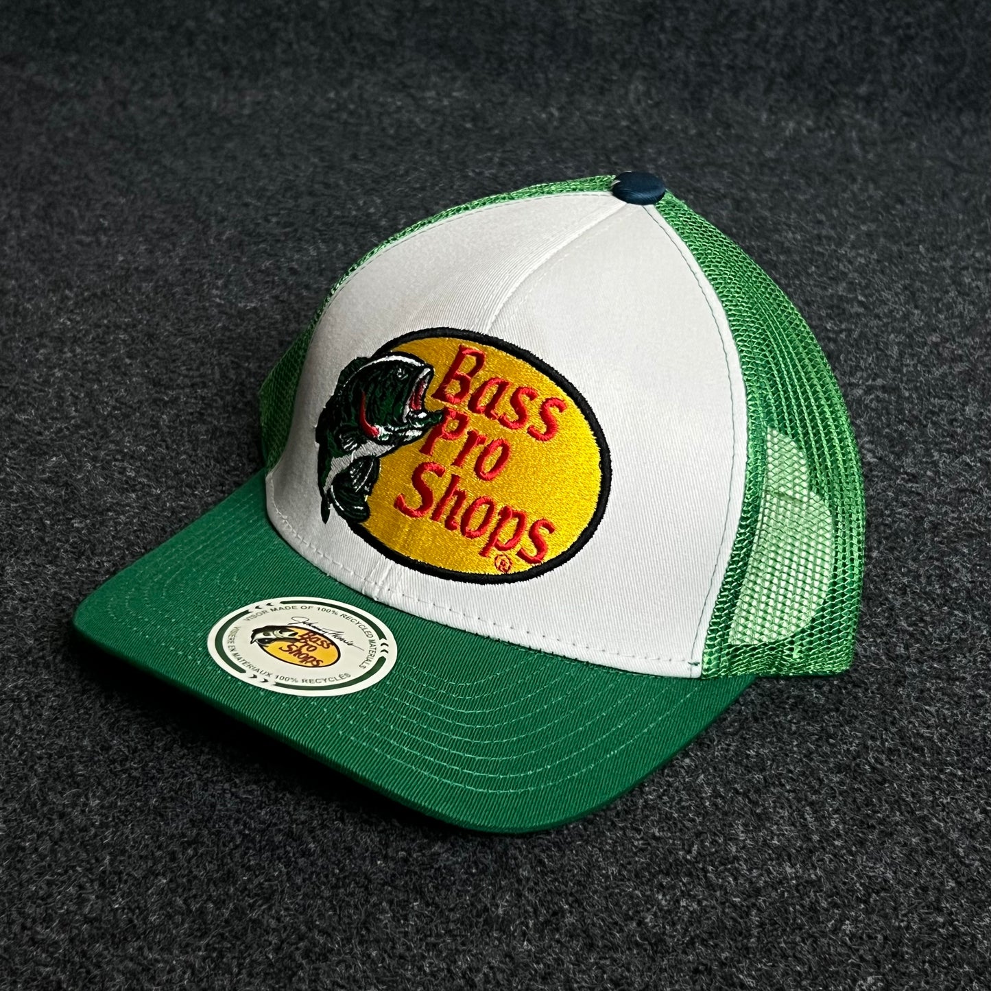 Bass Pro Shops Mesh Trucker Cap – Green & White Classic Edition