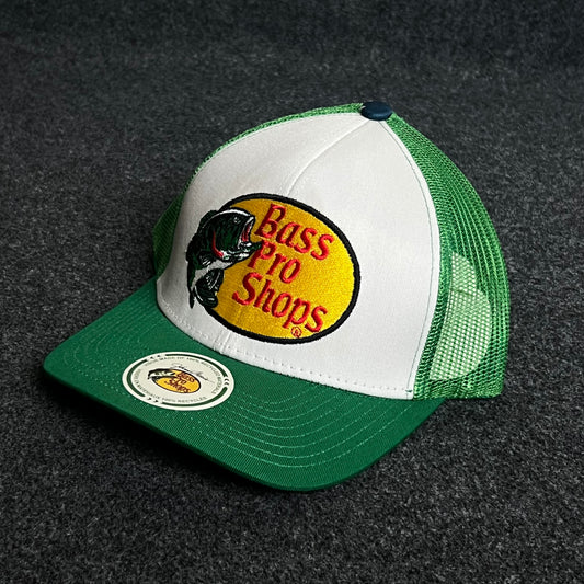 Bass Pro Shops Mesh Trucker Cap – Green & White Classic Edition