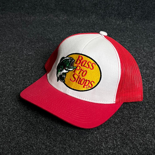 Bass Pro Shops Mesh Trucker Cap – Red & White Classic Edition