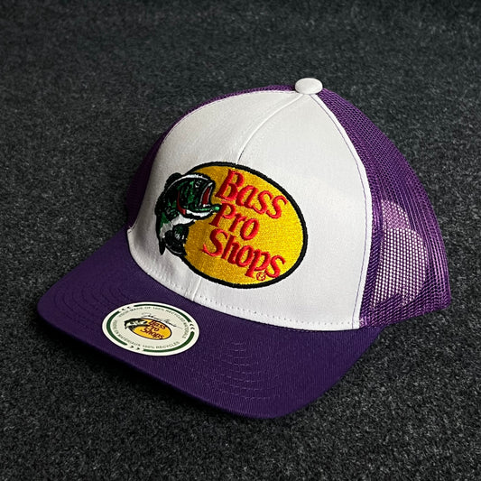 Bass Pro Shops Mesh Trucker Cap – Purple & White Edition
