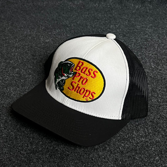 Bass Pro Shops Mesh Trucker Cap – Black & White Edition