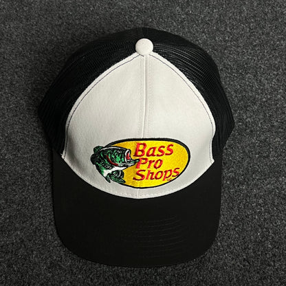 Bass Pro Shops Mesh Trucker Cap – Black & White Edition