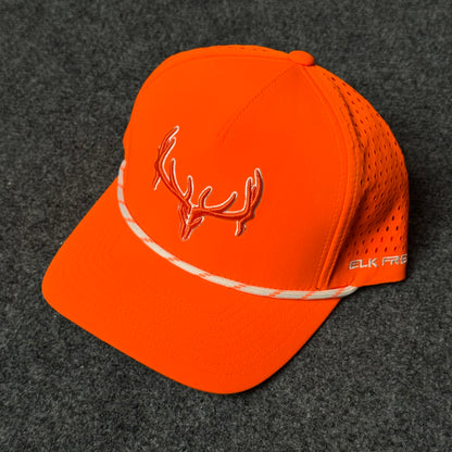 Elk Freak PRO Logo Rope Trucker Cap in Blaze Orange