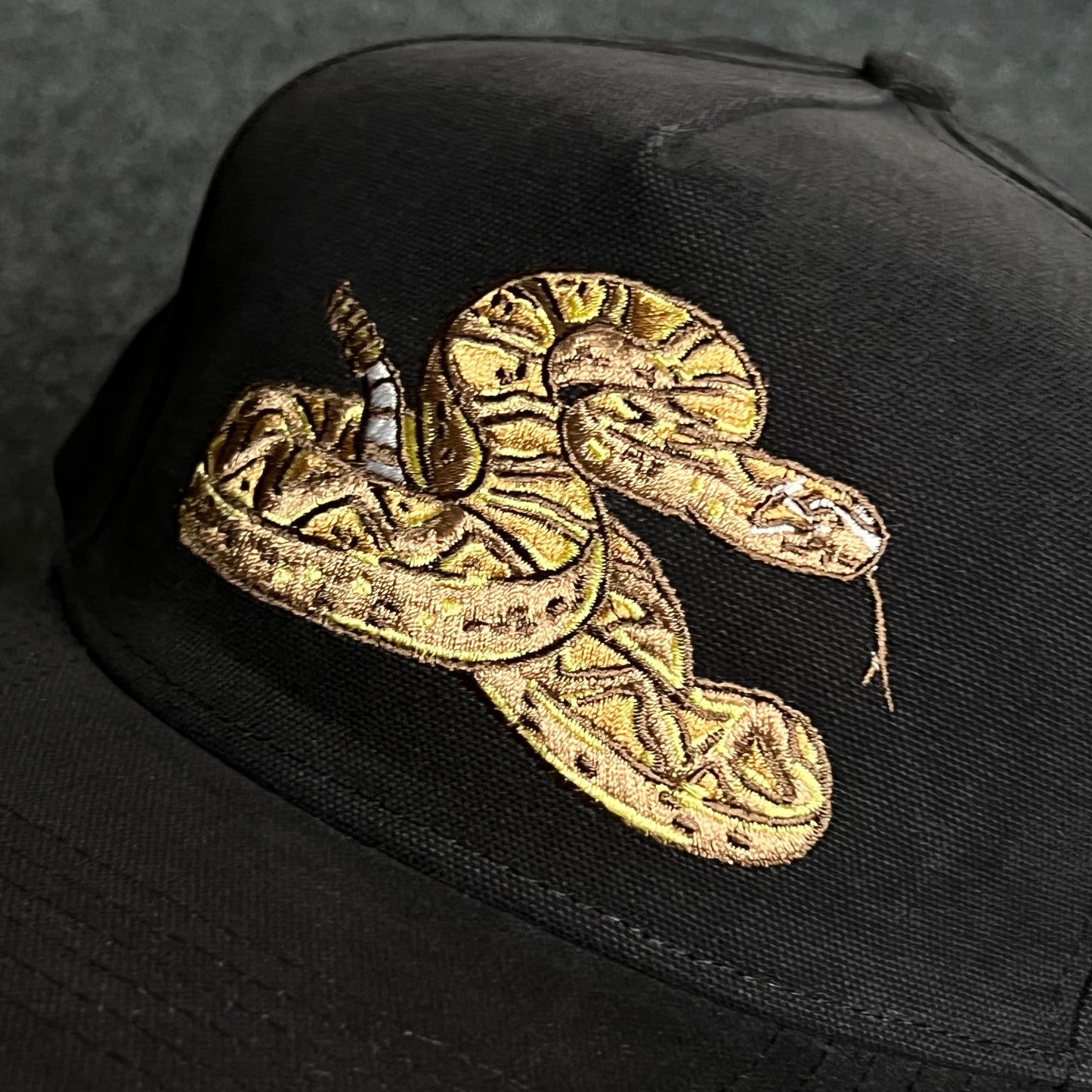 Snake Graphic Baseball Cap – Black (“DON’T TREAD ON ME”)
