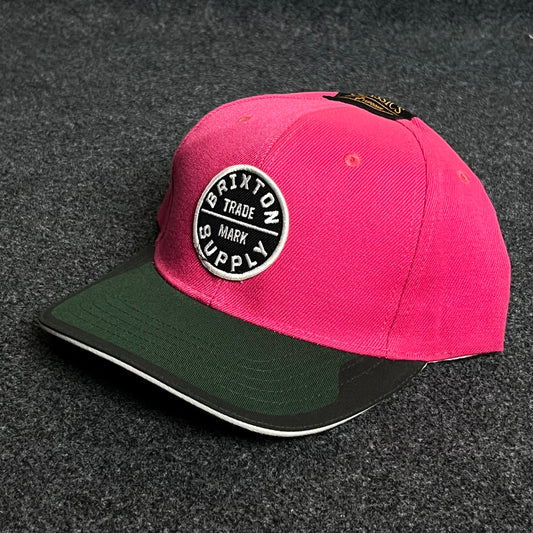 Brixton Supply Baseball Cap – Hot Pink & Forest Green (Round Patch)