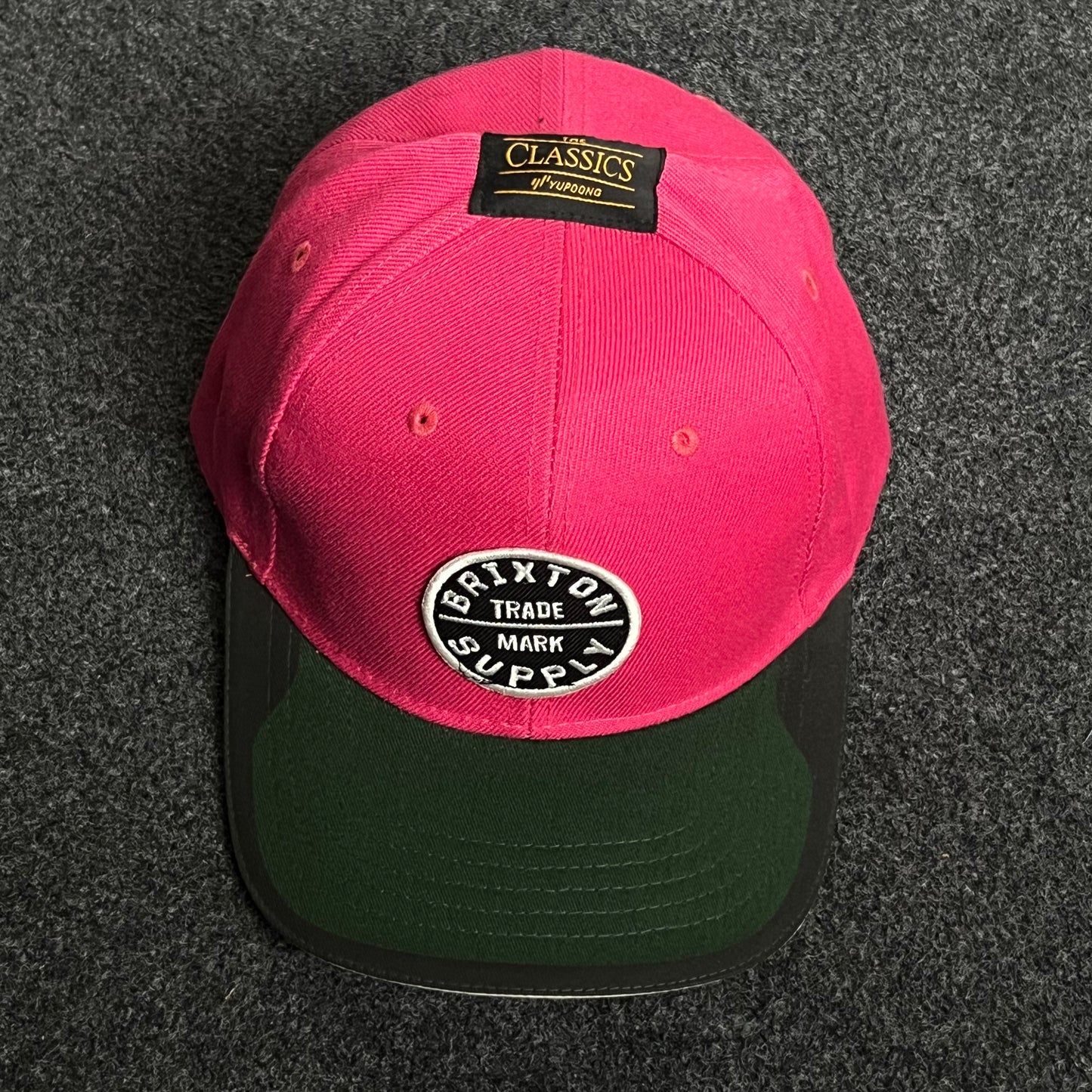 Brixton Supply Baseball Cap – Hot Pink & Forest Green (Round Patch)